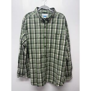 Columbia Men's Plaid Long Sleeve Shirt Size XXL Green Gray Plaid Style 69724 #39